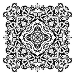 Vector black floral ethnic ornamental illustration