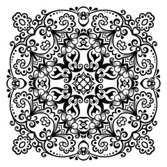 Vector black floral ethnic ornamental illustration