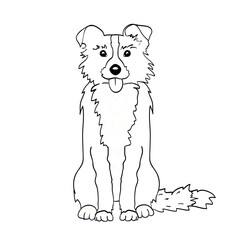 Vector dog Black and white drawing for coloring