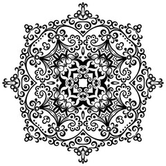 Vector black floral ethnic ornamental illustration