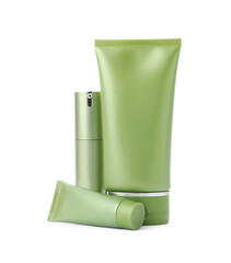 Set of cosmetic products isolated on white