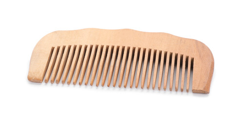 New wooden hair comb isolated on white
