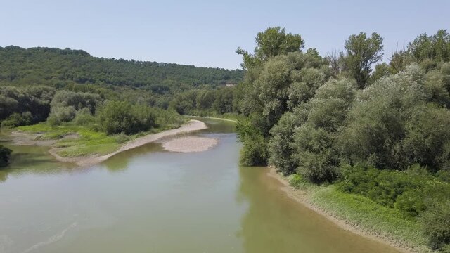 Tiber river flowing in the province of Viterbo, in the region of Lazio, Italy.