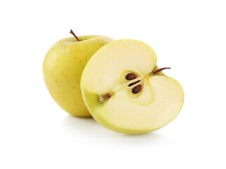 Fresh juicy yellow apples isolated on white