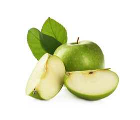 Fresh juicy green apples isolated on white