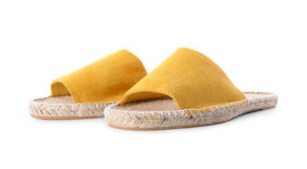Slide sandals isolated on white. Beach accessory