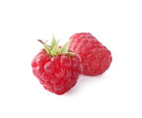 Delicious fresh ripe raspberries isolated on white