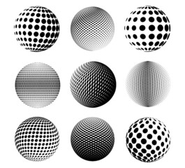 Set of halftone dots sphere