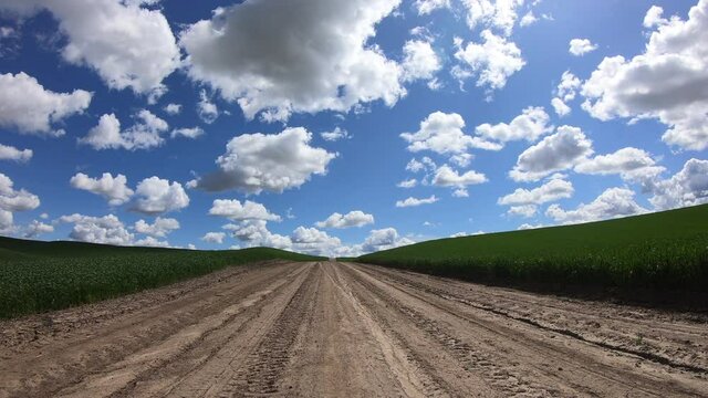 Static Country Road and Clouds Slow time lapse