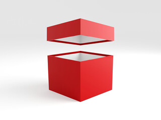 Opened red gift box 3d illustration