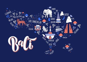 Bali vector map in doodle style