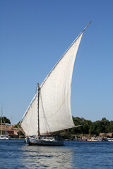 Fototapeta premium Sailing on the Nile with traditional river sailing ships photographed in daylight
