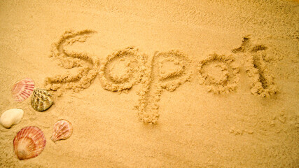 Letters in sand on a beach | Holiday Composition for Sopot in Poland
