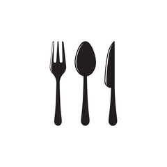 Fork, knife and spoon icon logo vector template.design for restaurant.
