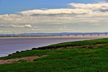Fototapeta na wymiar The New Severn Bridge To Cardiff As Seen From The Old Severn Bridge At Chepstow.