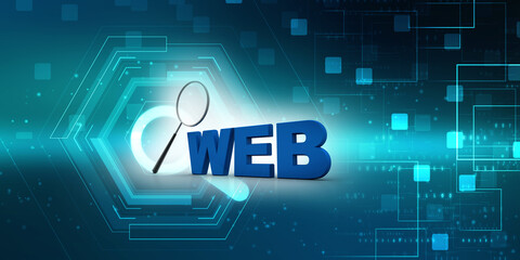 3D illustration Web page through Lens 