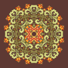 Vector ethnic abstract flower illustration