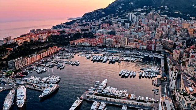 Aerial view of harbor in Monaco