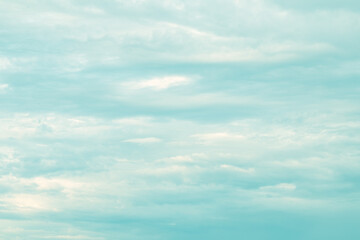 Beautiful sky and clouds in soft pastel color.Soft  cloud in the sky background blue tone.