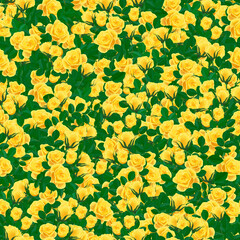 Bright yellow mohana roses seamless pattern