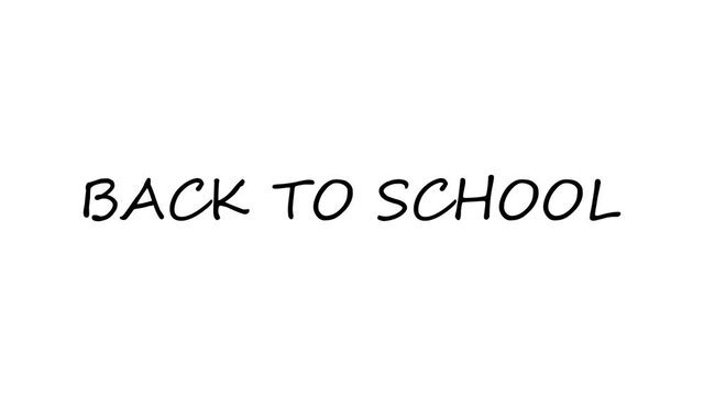 back to school slow fade on text black message on white background animated phrase 