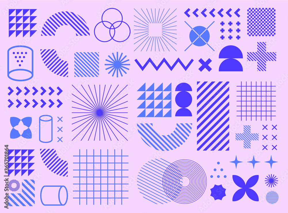 Poster minimal artwork with different colorful shapes and figures. neo-memphis mid century modern compositi