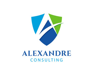 Letter A With Shield Logo Concept , Consulting Logo Inspiration