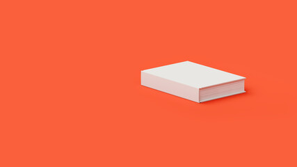 white book lying on a red plane, card or template, 3d rendering