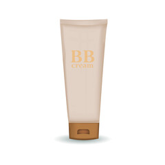 Realistic BB cream, foundation design template for cosmetics. 3d tube of Skin Toner mock-up. Vector illustration