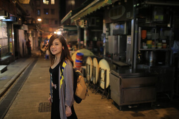 girl on the street with smile