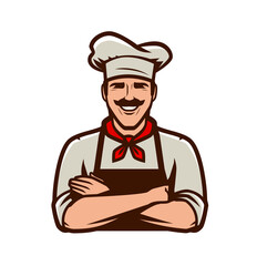 Chief cook in cap symbol or logo. Restaurant, food concept