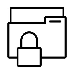 safe padlock with folder data security line style