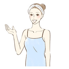 笑顔で手を差し出す女性