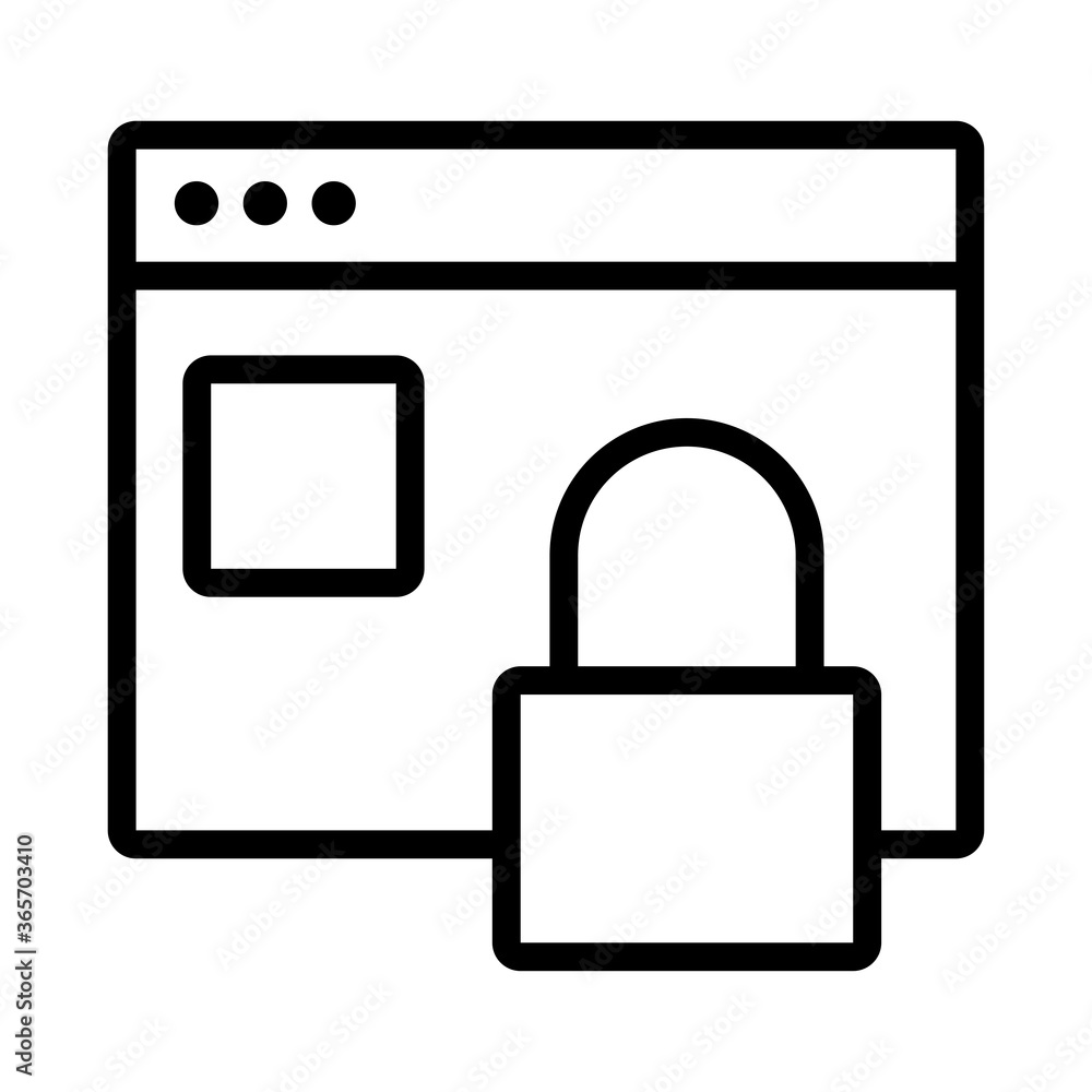 Poster webpage template with padlock line style icon