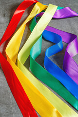 ribbons in rainbow lgbt flag color using how to celebrate gay, gay, lesbian and concept