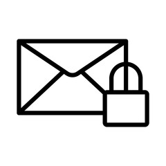 safe padlock with envelope data security line style
