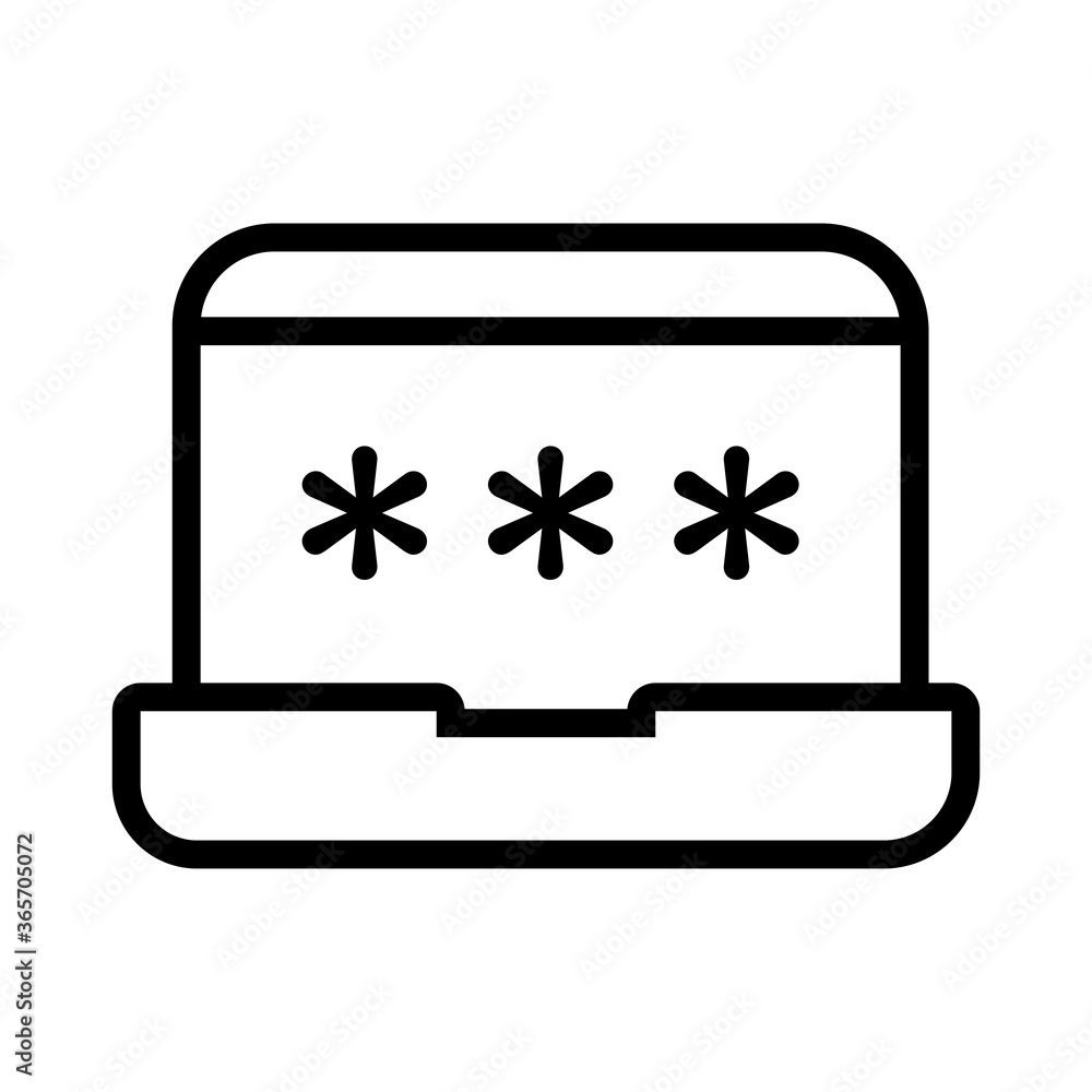 Poster laptop computer with password line style icon