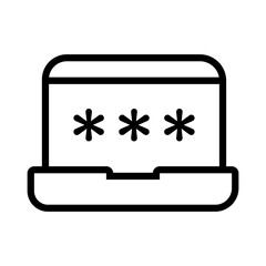 laptop computer with password line style icon