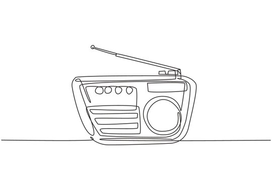 recommend clip art: One continuous line drawing of retro old fashioned radio. Classic vintage analog broadcaster technology concept. Trendy single line graphic draw design vector illustration