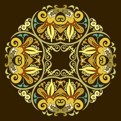 Vector ethnic abstract flower illustration