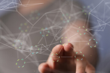 connection binary code interface digital touch