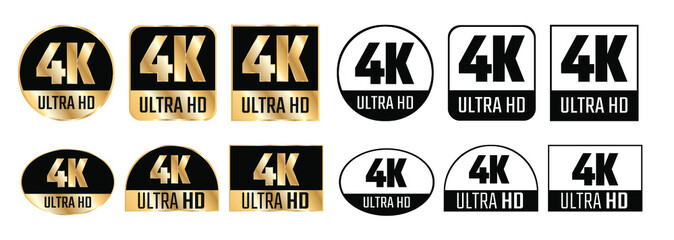 4k Ultra Hd icon. Vector 4K UHD TV symbol of High Definition monitor display resolution standard.