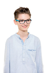 portrait of a boy wearing glasses