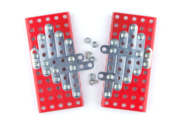meccano heart: the shared heart of two halves constructed with a