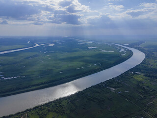 Aerial view on the Danube Biosphere Reserve in Danuble delta
