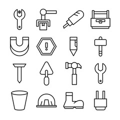construction tool and equipment icons set