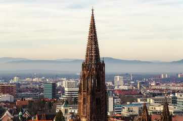 the spire of the Cathedral, Freiburg im Breisgau, Germany