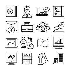 business and office icons line