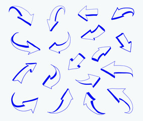 Vector hand drawn 3d arrows