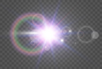 Bright beautiful star.Vector illustration of a light effect on a transparent background.	
